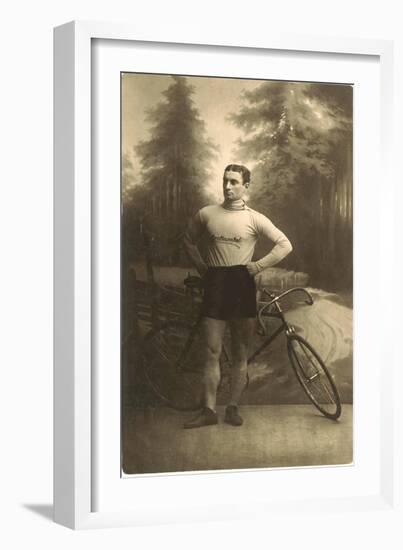 Muscular Man with Bicycle-null-Framed Art Print