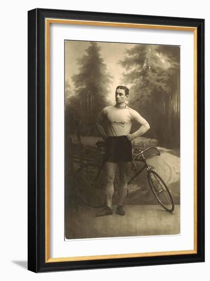 Muscular Man with Bicycle-null-Framed Art Print