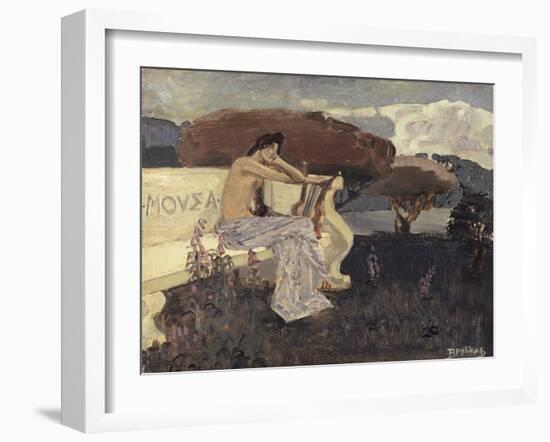 Muse. Design for a Theatre Curtain, C. 1890-Mikhail Alexandrovich Vrubel-Framed Giclee Print