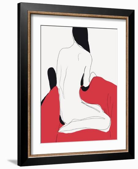 Muse in Red Sofa-Little Dean-Framed Photographic Print