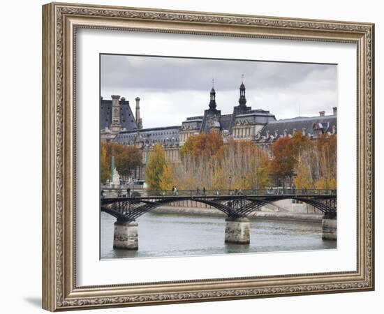 Musee De Louvre Museum and Pont Des Arts Bridge, Paris, France-Walter Bibikow-Framed Photographic Print