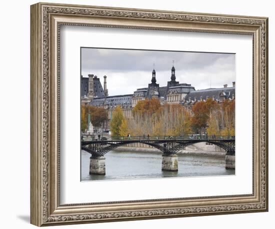 Musee De Louvre Museum and Pont Des Arts Bridge, Paris, France-Walter Bibikow-Framed Photographic Print