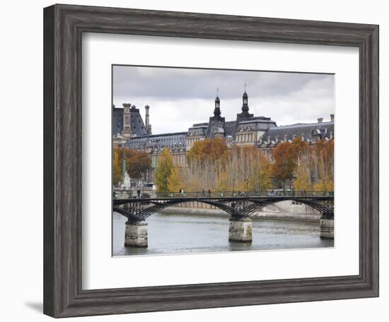 Musee De Louvre Museum and Pont Des Arts Bridge, Paris, France-Walter Bibikow-Framed Photographic Print