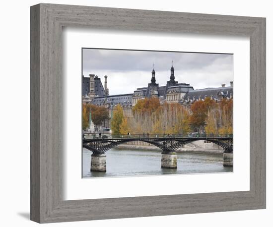 Musee De Louvre Museum and Pont Des Arts Bridge, Paris, France-Walter Bibikow-Framed Photographic Print