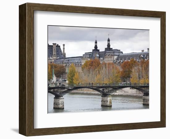 Musee De Louvre Museum and Pont Des Arts Bridge, Paris, France-Walter Bibikow-Framed Photographic Print