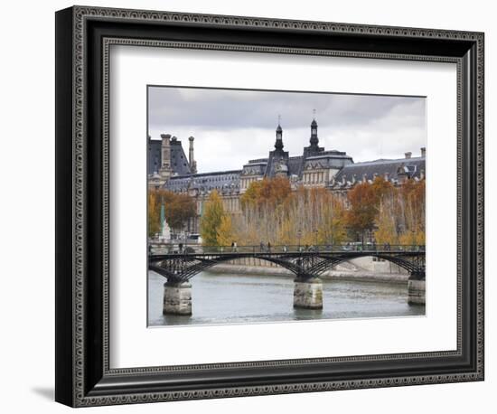 Musee De Louvre Museum and Pont Des Arts Bridge, Paris, France-Walter Bibikow-Framed Photographic Print