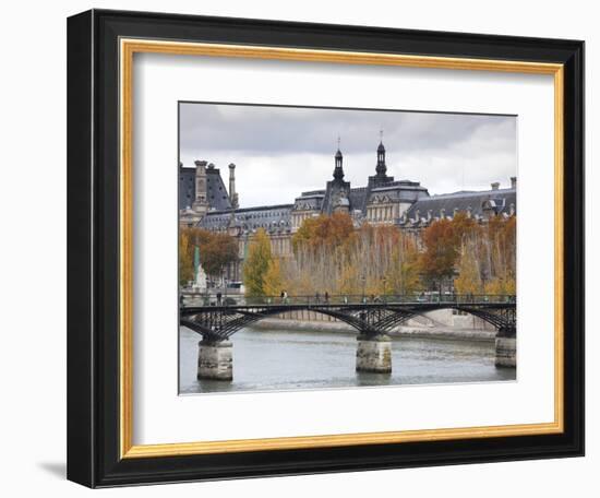 Musee De Louvre Museum and Pont Des Arts Bridge, Paris, France-Walter Bibikow-Framed Photographic Print