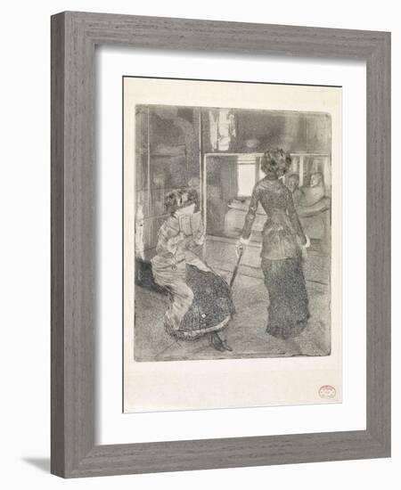 Musee Des Antiques (At the Louvre: Museum of Antiquities)-Edgar Degas-Framed Giclee Print