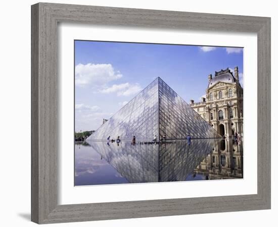 Musee Du Louvre and Pyramide, Paris, France-Roy Rainford-Framed Photographic Print