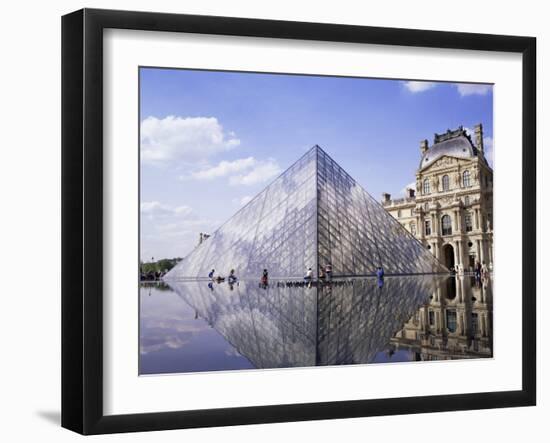 Musee Du Louvre and Pyramide, Paris, France-Roy Rainford-Framed Photographic Print