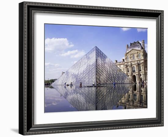 Musee Du Louvre and Pyramide, Paris, France-Roy Rainford-Framed Photographic Print