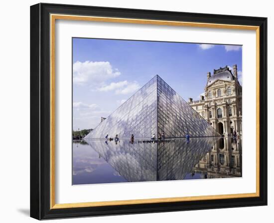 Musee Du Louvre and Pyramide, Paris, France-Roy Rainford-Framed Photographic Print