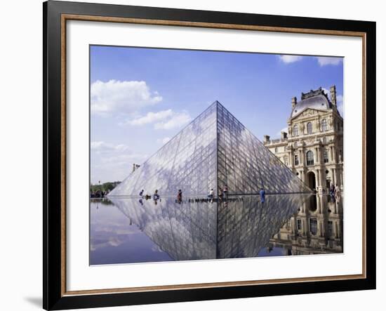 Musee Du Louvre and Pyramide, Paris, France-Roy Rainford-Framed Photographic Print