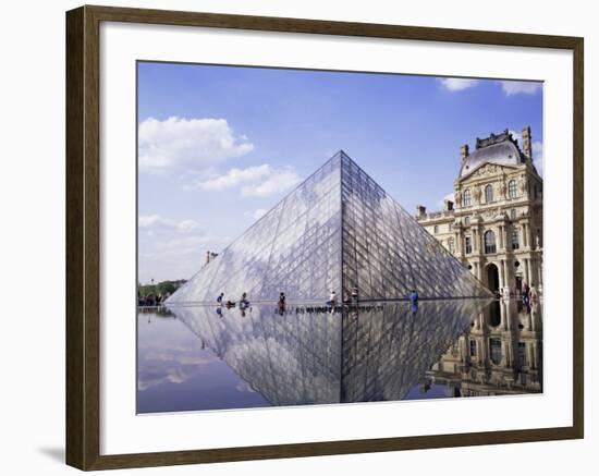 Musee Du Louvre and Pyramide, Paris, France-Roy Rainford-Framed Photographic Print