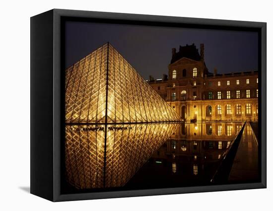 Musee Du Louvre and Pyramide, Paris, France-Roy Rainford-Framed Premier Image Canvas