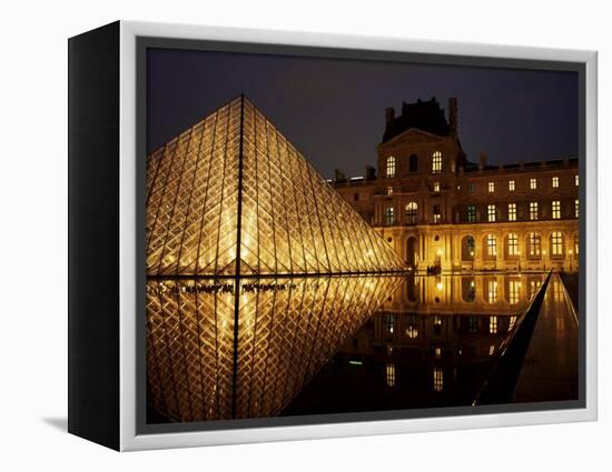 Musee Du Louvre and Pyramide, Paris, France-Roy Rainford-Framed Premier Image Canvas