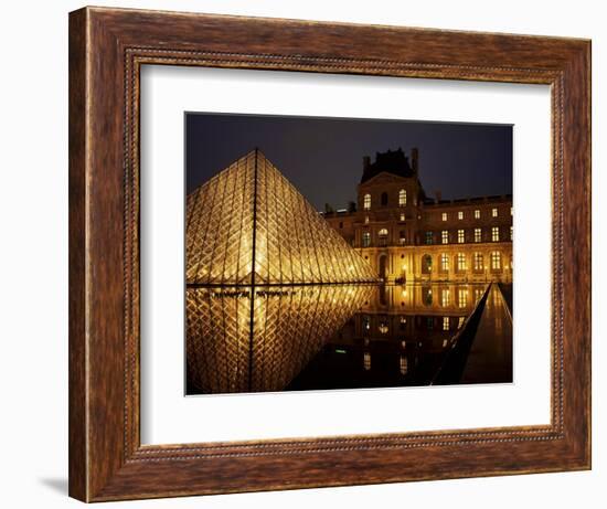 Musee Du Louvre and Pyramide, Paris, France-Roy Rainford-Framed Photographic Print