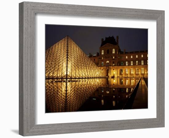 Musee Du Louvre and Pyramide, Paris, France-Roy Rainford-Framed Photographic Print