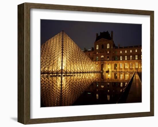 Musee Du Louvre and Pyramide, Paris, France-Roy Rainford-Framed Photographic Print