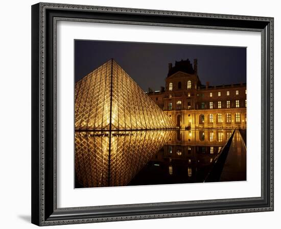 Musee Du Louvre and Pyramide, Paris, France-Roy Rainford-Framed Photographic Print