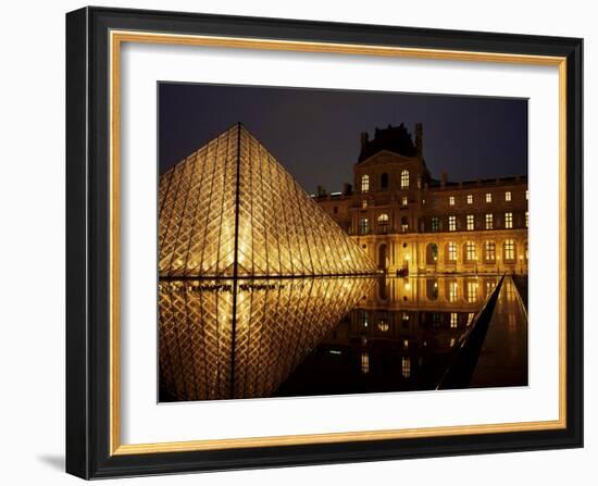 Musee Du Louvre and Pyramide, Paris, France-Roy Rainford-Framed Photographic Print