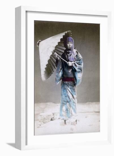 Museme, Woman in Winter Costume, Japan, 1882-Felice Beato-Framed Giclee Print