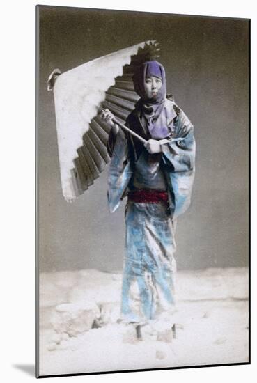 Museme, Woman in Winter Costume, Japan, 1882-Felice Beato-Mounted Giclee Print