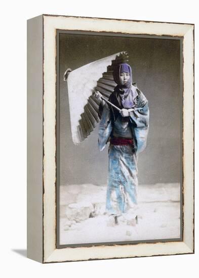 Museme, Woman in Winter Costume, Japan, 1882-Felice Beato-Framed Premier Image Canvas