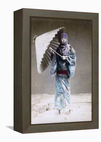 Museme, Woman in Winter Costume, Japan, 1882-Felice Beato-Framed Premier Image Canvas