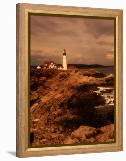 Museum and Portland Head Light House at Cape Elizabeth, Portland, Maine, Portland, USA-Mark Newman-Framed Premier Image Canvas