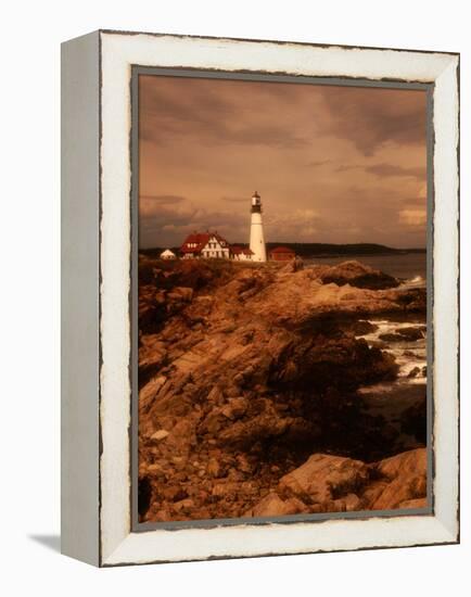 Museum and Portland Head Light House at Cape Elizabeth, Portland, Maine, Portland, USA-Mark Newman-Framed Premier Image Canvas