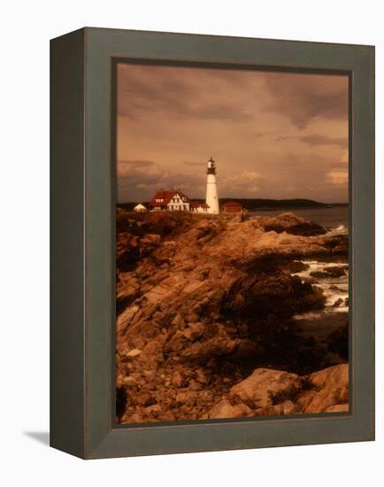 Museum and Portland Head Light House at Cape Elizabeth, Portland, Maine, Portland, USA-Mark Newman-Framed Premier Image Canvas