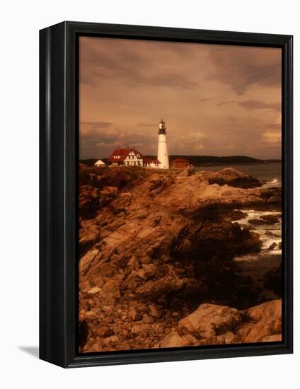 Museum and Portland Head Light House at Cape Elizabeth, Portland, Maine, Portland, USA-Mark Newman-Framed Premier Image Canvas