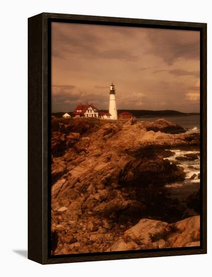 Museum and Portland Head Light House at Cape Elizabeth, Portland, Maine, Portland, USA-Mark Newman-Framed Premier Image Canvas