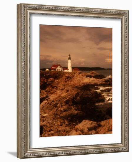 Museum and Portland Head Light House at Cape Elizabeth, Portland, Maine, Portland, USA-Mark Newman-Framed Photographic Print