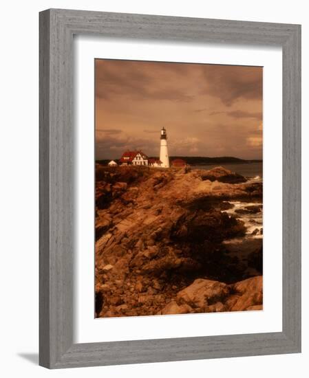 Museum and Portland Head Light House at Cape Elizabeth, Portland, Maine, Portland, USA-Mark Newman-Framed Photographic Print