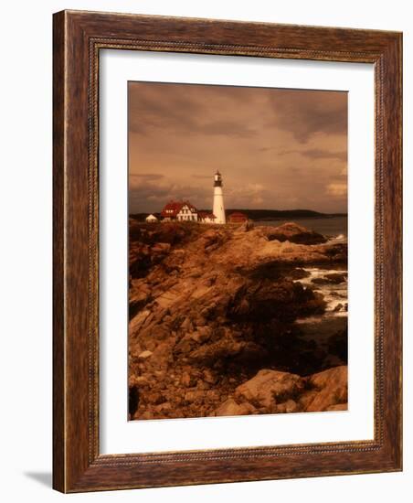 Museum and Portland Head Light House at Cape Elizabeth, Portland, Maine, Portland, USA-Mark Newman-Framed Photographic Print