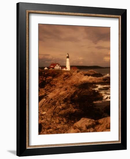 Museum and Portland Head Light House at Cape Elizabeth, Portland, Maine, Portland, USA-Mark Newman-Framed Photographic Print