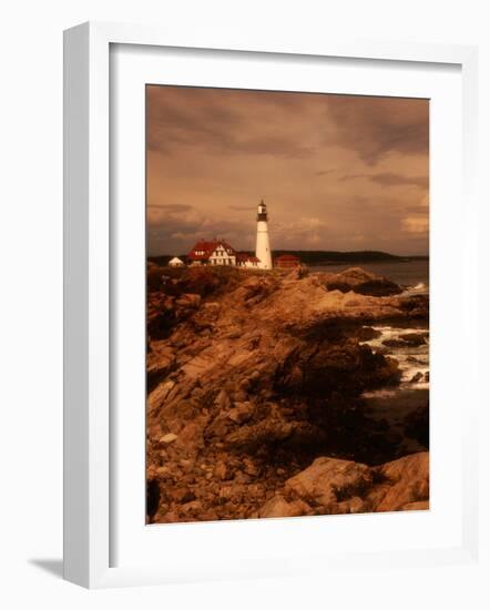 Museum and Portland Head Light House at Cape Elizabeth, Portland, Maine, Portland, USA-Mark Newman-Framed Photographic Print