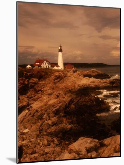 Museum and Portland Head Light House at Cape Elizabeth, Portland, Maine, Portland, USA-Mark Newman-Mounted Photographic Print