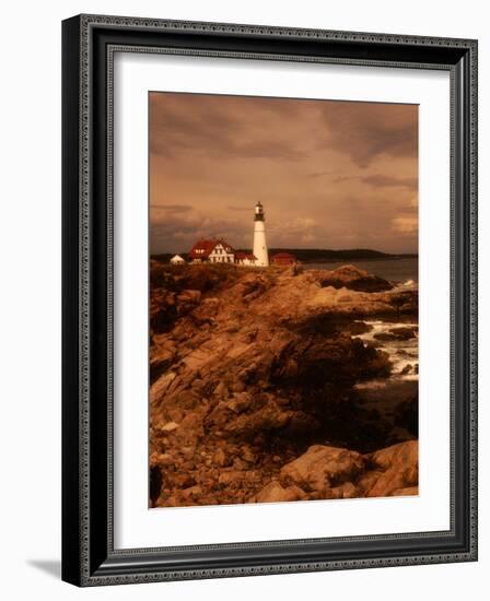 Museum and Portland Head Light House at Cape Elizabeth, Portland, Maine, Portland, USA-Mark Newman-Framed Photographic Print