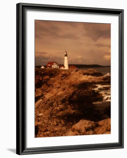 Museum and Portland Head Light House at Cape Elizabeth, Portland, Maine, Portland, USA-Mark Newman-Framed Photographic Print