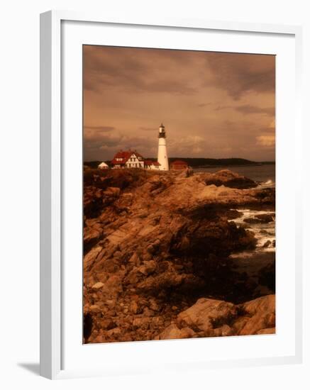 Museum and Portland Head Light House at Cape Elizabeth, Portland, Maine, Portland, USA-Mark Newman-Framed Photographic Print