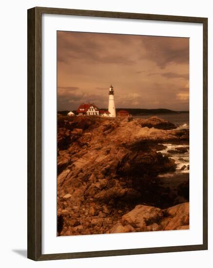 Museum and Portland Head Light House at Cape Elizabeth, Portland, Maine, Portland, USA-Mark Newman-Framed Photographic Print