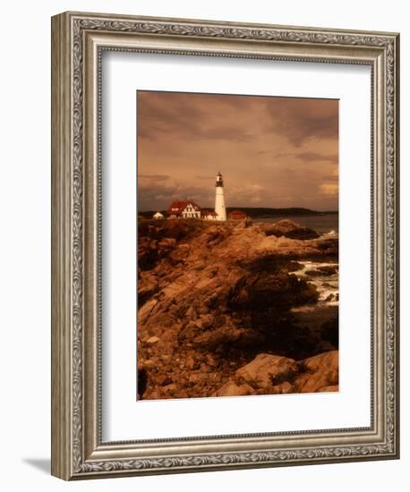 Museum and Portland Head Light House at Cape Elizabeth, Portland, Maine, Portland, USA-Mark Newman-Framed Photographic Print