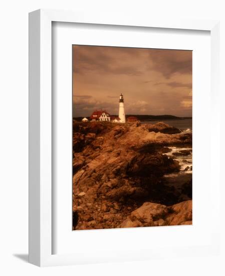 Museum and Portland Head Light House at Cape Elizabeth, Portland, Maine, Portland, USA-Mark Newman-Framed Photographic Print