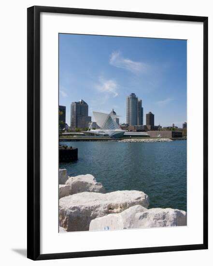 Museum at the Waterfront, Milwaukee Art Museum, Lake Michigan, Milwaukee, Wisconsin, USA-null-Framed Photographic Print