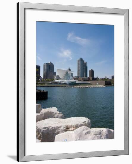 Museum at the Waterfront, Milwaukee Art Museum, Lake Michigan, Milwaukee, Wisconsin, USA-null-Framed Photographic Print