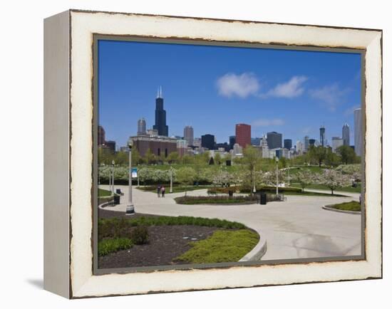 Museum Campus, Grant Park and the South Loop City Skyline, Chicago, Illinois, USA-Amanda Hall-Framed Premier Image Canvas