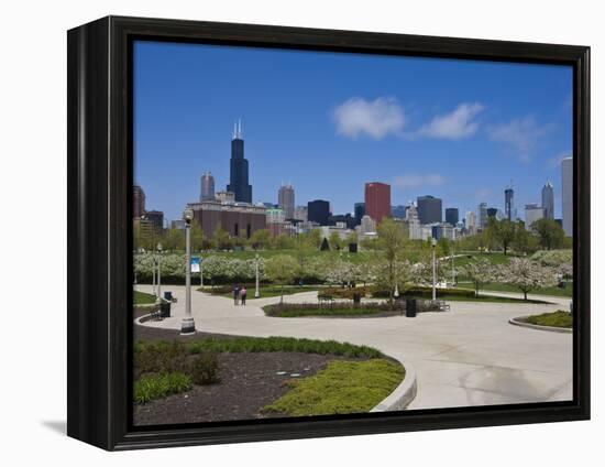 Museum Campus, Grant Park and the South Loop City Skyline, Chicago, Illinois, USA-Amanda Hall-Framed Premier Image Canvas